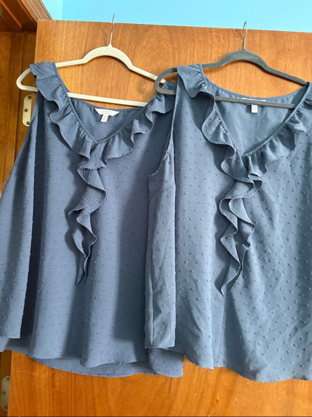 LC Lauren Conrad Slate Blue Ruffle V-Neck Camisole